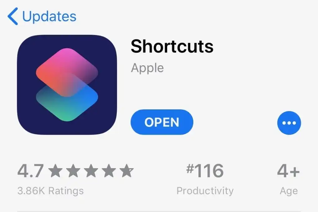 Install and open the Shortcuts app