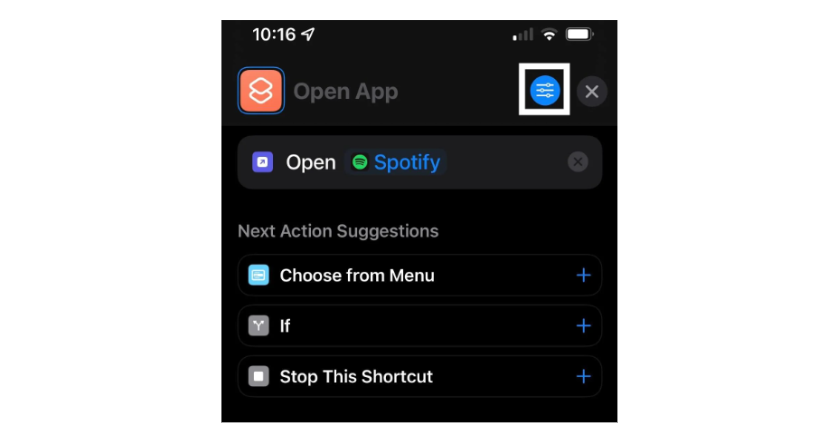 Tap the ellipsis (three dots) icon next to "New Shortcut" to access the shortcut's settings.