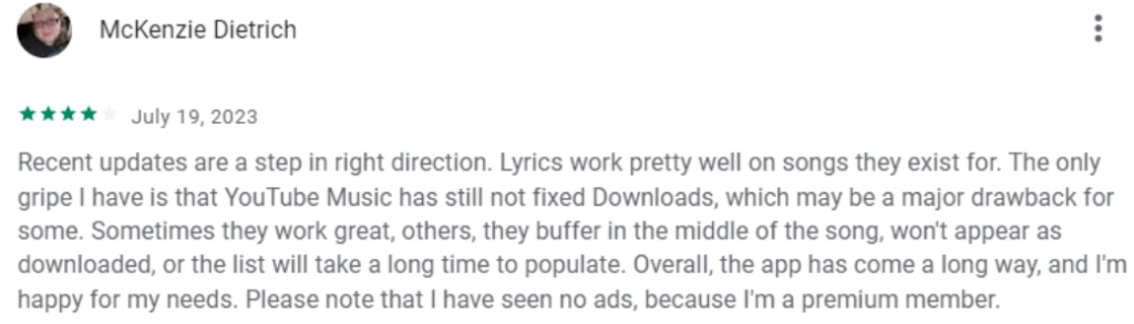 YouTube Music reviews
